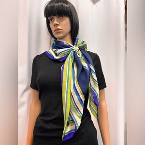 Anne Klein Vintage Vibrant Blue and Green Scarf Wrap
